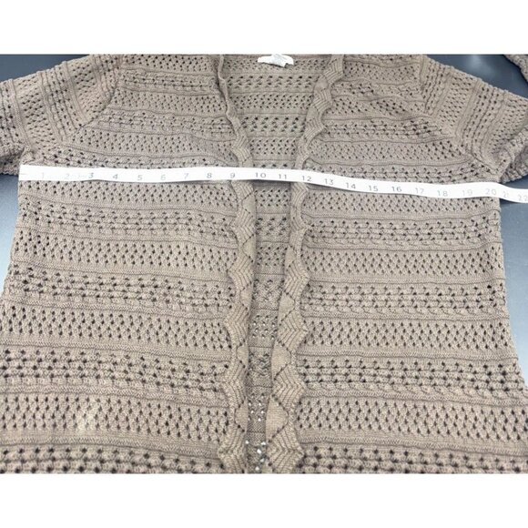 Harold's Womens Brown Open Weave Open Front Cardigan Sweater Sz L USA Boho - Picture 7 of 8